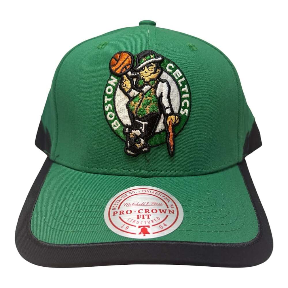 Mitchell & Ness Boston Celtics Pro Crown Fit Structured Snapback Hat Green Black